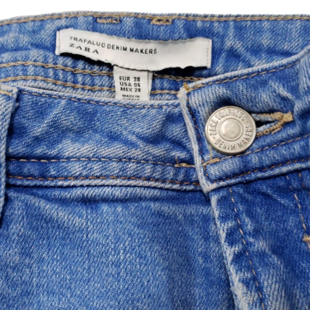Zara Jeans Size 6 Trafaluc Denim Makers Jeans Distressed Destroyed Frayed Hem - Picture 5 of 6